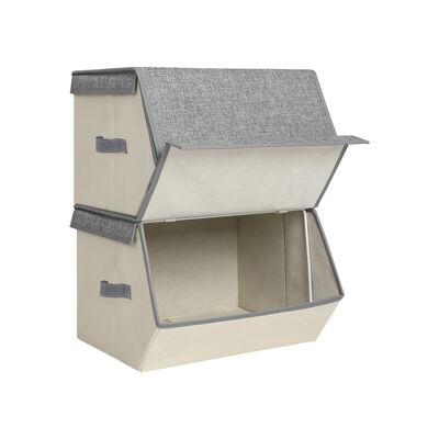 Set di 2 dozzine disponibili con ripiani beige 38 x 25 x 26,5/35 cm (L x A x P)