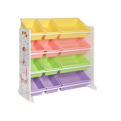 Speelgoedrek met 12 uitnembare bakjes 86 x 26,5 x 78 cm (Largo x Ancho x Alto)