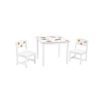 Juego de mesa para niños con 2 sillas de color 60 x 60 x 55 cm (largo x ancho x alto)