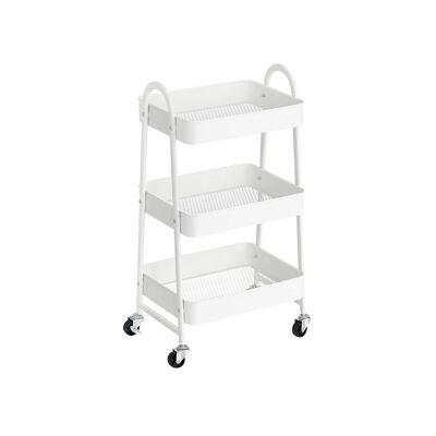 Carro de metal blanco de 41,4 x 30,7 x 79 cm (L x A x A)