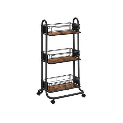 Serveerwagen 3 livelli vintage bruin-zwart 42,5 x 35 x 83 cm (L x L x A)