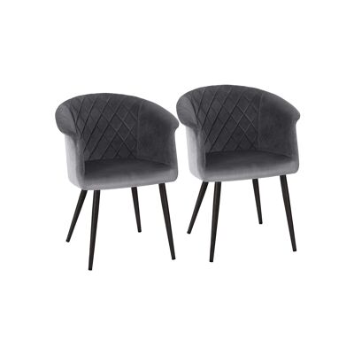Set van 2 eetkamerstoelen met metalen poten in grigio fluweel 61 x 55 x 77 cm (L x L x A)