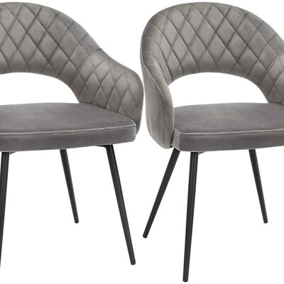 Set di 2 moderne keukenstoel eetkamerstoel grijs 57 x 56 x 77 cm (L x L x A)