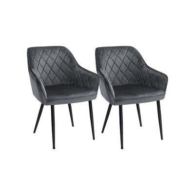 Set di 2 camere da letto gestoffeerde con braccioli grigi 62,5 x 60 x 85 cm (L x L x A)