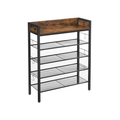 Schoenenrek vintagebruin-zwart 80 x 30 x 100 cm (largo x ancho x alto)