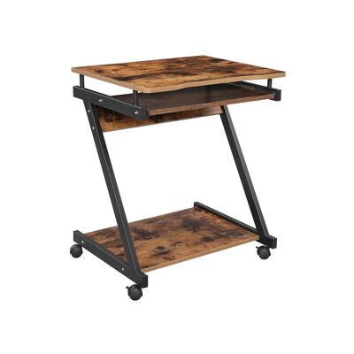 Computerbureau met uitschuifbaar toetsenbord in vintage bruin en zwart 60 x 48 x 73 cm (L x L x A)