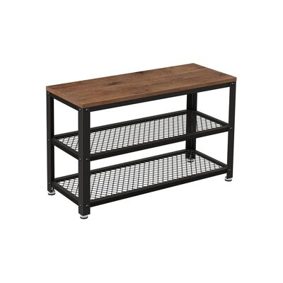 Schoenenbank color avellana-negro 73 x 30 x 45 cm (largo x ancho x alto)