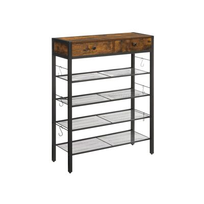 Schoenenrek vintage bruin-zwart 80 x 30 x 100 cm (largo x ancho x alto)