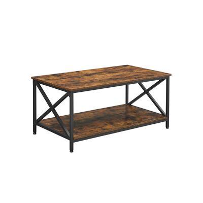 Salontafel met planken en vintage bruin en zwart 100 x 55 x 45 cm (largo x ancho x alto)
