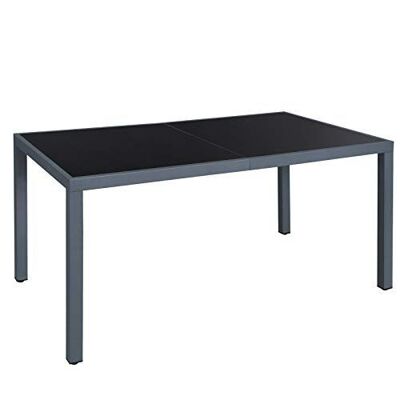 Grande table de cuisine avec verre gris 150 x 90 x 73 cm (L x B x H)