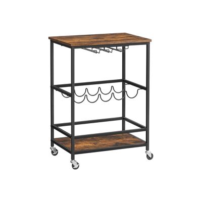 Serveerwagen vintage bruin en zwart 60 x 40 x 75 cm (largo x ancho x alto)