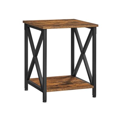 Bijzettafel in vintage bruin en zwart 40 x 40 x 50 cm (L x L x A)