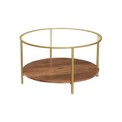 Woonkamertafel noisettebruin et goudkleurig 80 x 45,5 cm (Ø x H)