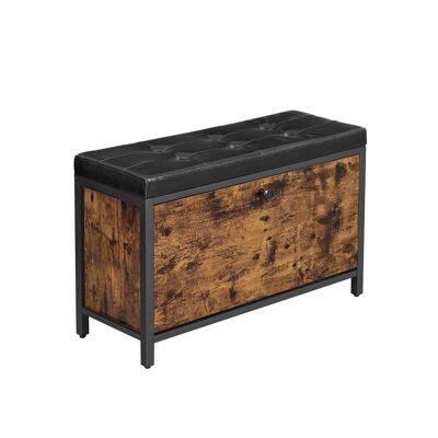 Banque de Schoenen en brun vintage et noir 80 x 30 x 51 cm (L x B x H)