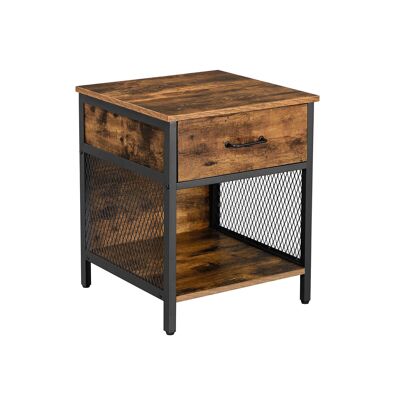 Vintage bruin en zwart nachtkastje 45 x 45 x 55 cm (L x B x H)