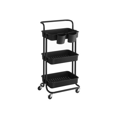 Carrello 3 livelli nero 41,6 x 33,5 x 86,3 cm (L x L x A)