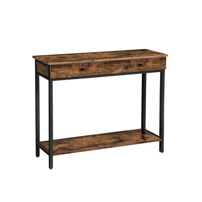 Mesa consola en vintage bruin en zwart 100 x 35 x 80 cm (largo x ancho x alto)