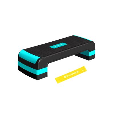Stepplank pour aérobic noir-turquoise bleu 78 x 31 x ( 10/15/20) cm (L x B x H)