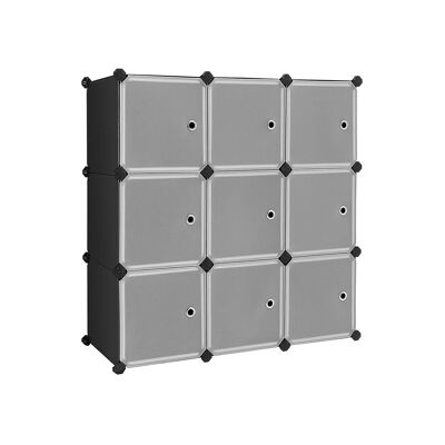 Kunststof kast met 9 kubussen 93 x 31 x 93 cm (largo x ancho x alto)