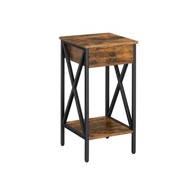 Nachtkastje vintage bruin-zwart 35 x 35 x 70 cm (L x L x A)