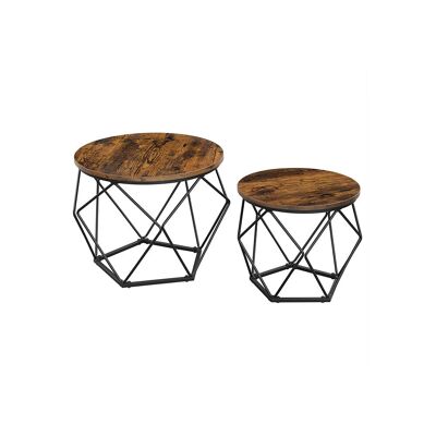 Set van 2 salontafels in vintage bruin en zwart 50 x 40 cm (Ø x A)