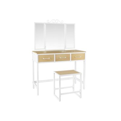 Kaptafel con 3-delige inklapbare spiegel 90 x 40 x 137,5 cm (L x L x A)