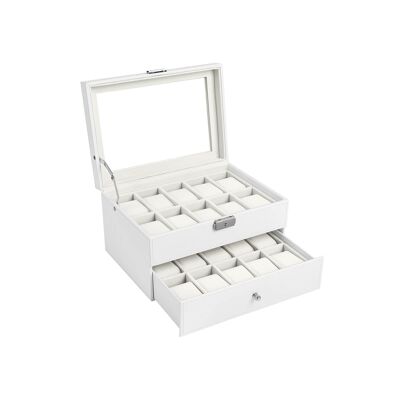Boîte à montres pour 20 montres blanc 28,5 x 15 x 20,5 cm (B x H x P)