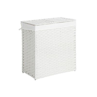 Wasmand gemaakt van wit polyrotan 57 x 33 x 60 cm (largo x ancho x alto)