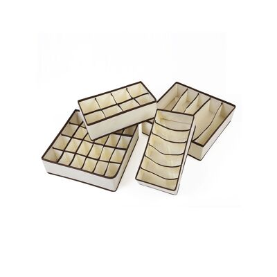 Ondergoed organiser set van 4 beige 32 x 10 x 32 cm (B x H x D)
