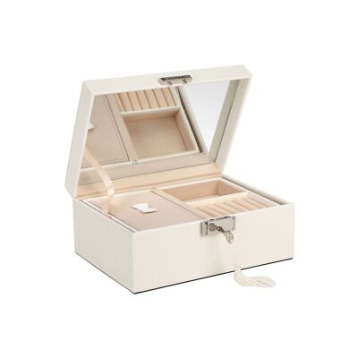 Juwelendoos con specchio bianco 22 x 16 x 10 cm (L x P x A)