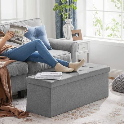 Bank met opberger 110 cm lichtgrijs 107 x 33,5 x 34 cm (L x B x H) 110 x 38 x 38 cm (B x H x P)