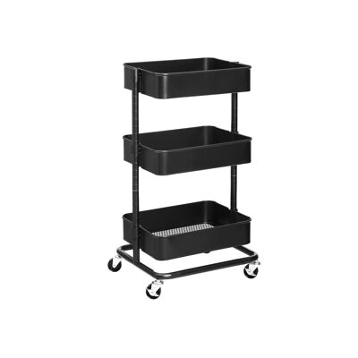 Zwart metalen rolplank 43 x 35 x 73,5 cm (L x B x H)
