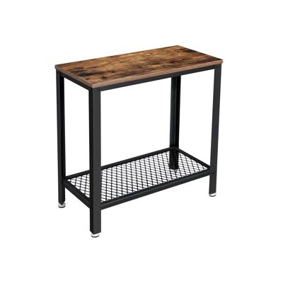 Bijzettafeltje en estilo industrial con tablón 60 x 30 x 60 cm (largo x ancho x alto)