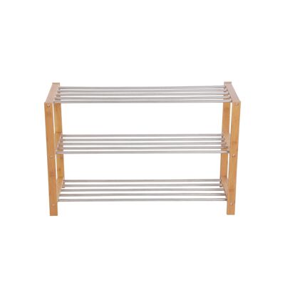 Schoenenrek bambù/roestvrij staal 80 x 50 x 30 cm (L x A x P)