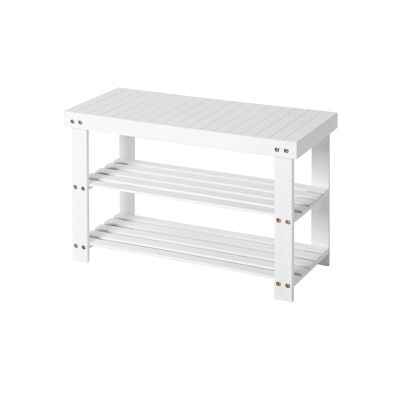 Banco de bambú blanco 70 x 45 x 28 cm (ancho x alto x profundidad)