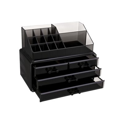Organizer per il trucco nero trasparente 24 x 18,5 x 13,5 cm (L x A x P)