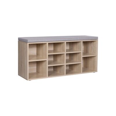 Gevoerde schoenenbank in natuurlijk grijs 104 x 30 x 48 cm (L x B x H)