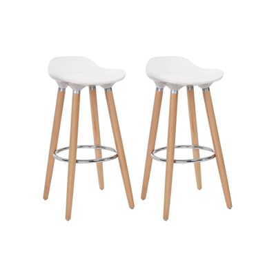 Ensemble de 2 barkrukken de couleur blanche et naturelle 39 x 80 x 33 cm (B x H x P)