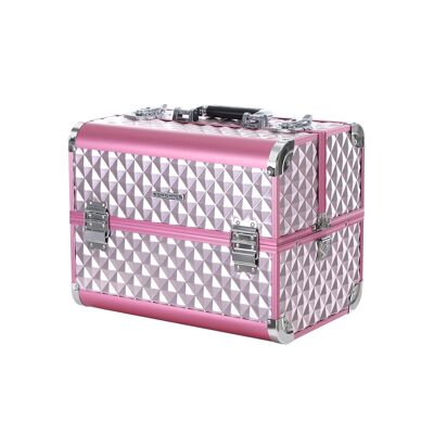 Toilettas roze-zilver 36 x 28 x 23 cm (B x H x D)