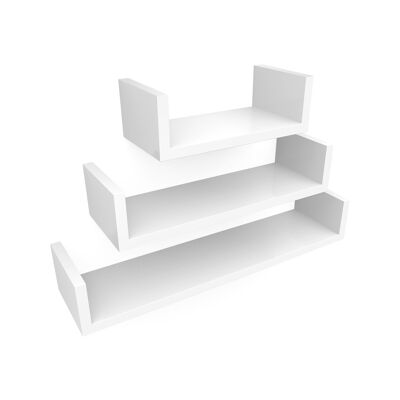 Set de 3 U-vormige Wandplanken blanco 30 x 10 x 15 cm (B x H x D)