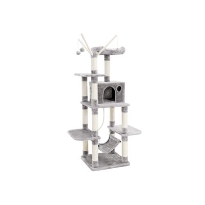 Krabpaal met hangmat 154 cm lichtgrijs 35 x 25 x 30 cm (An x Al x P)