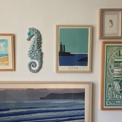Caballito de mar | Arte de pared | Colgador de pared | Cerámica | Hecho a mano en Holanda