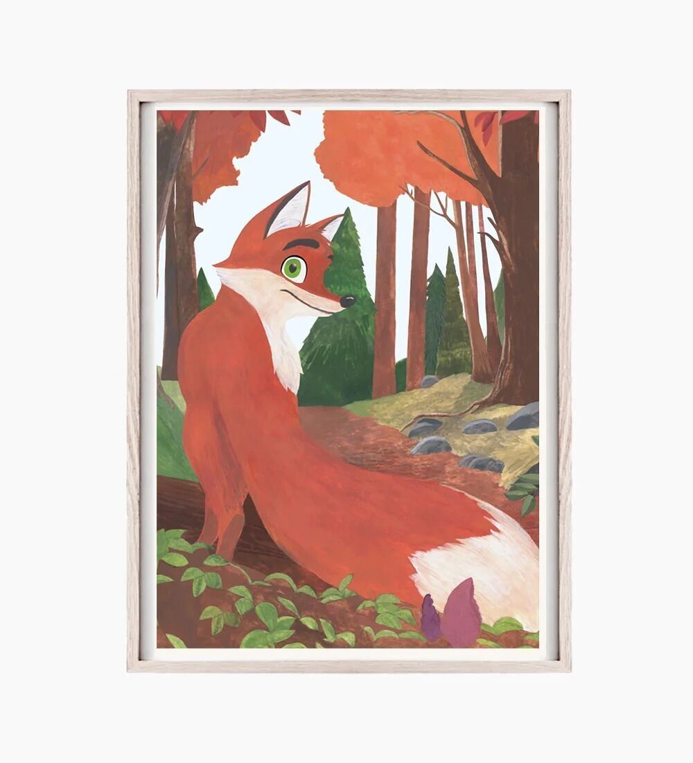 Set di 5 poster A3 - Volpe nella foresta