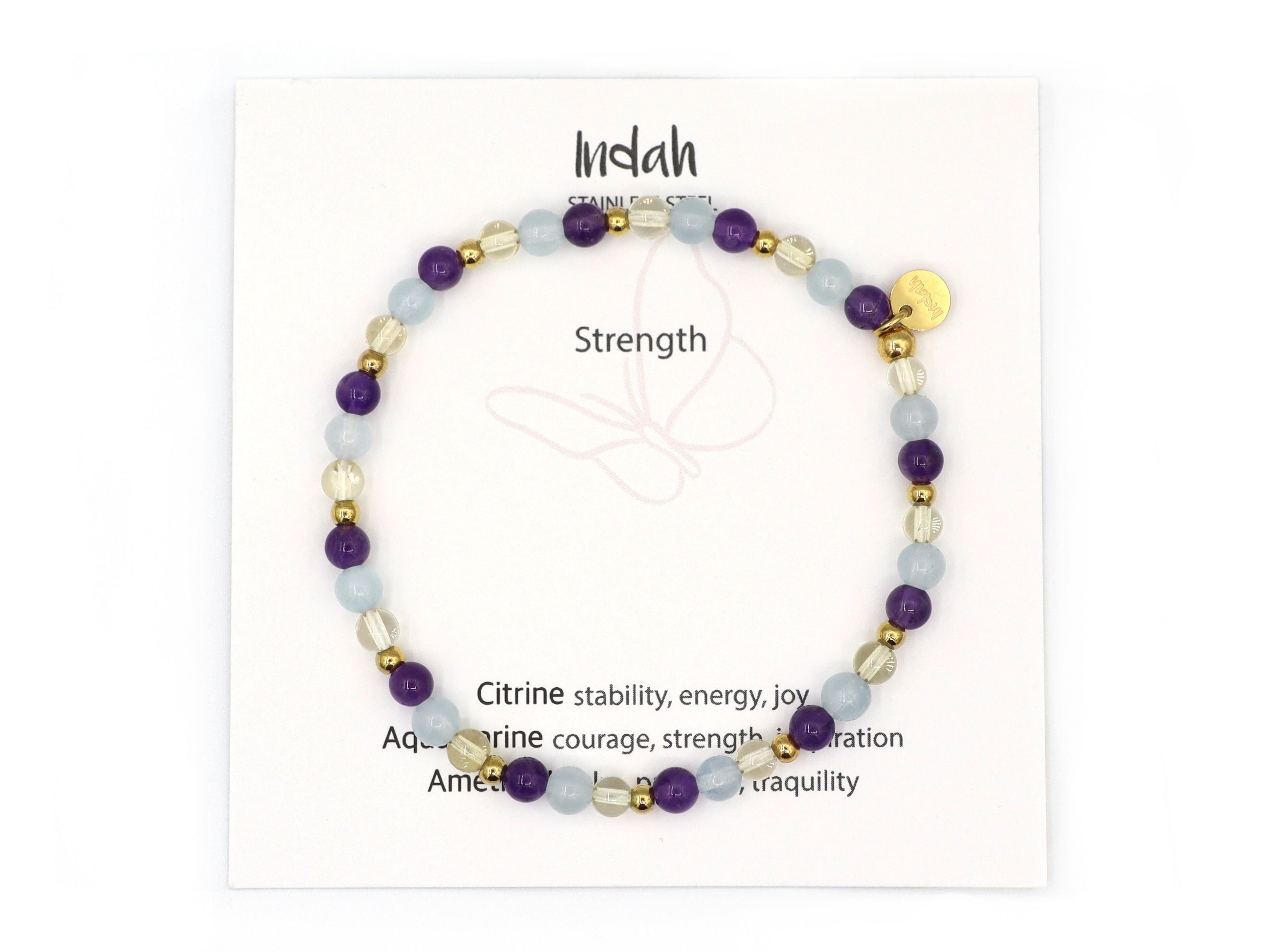 Bracciale in pietra naturale forza, argento e oro