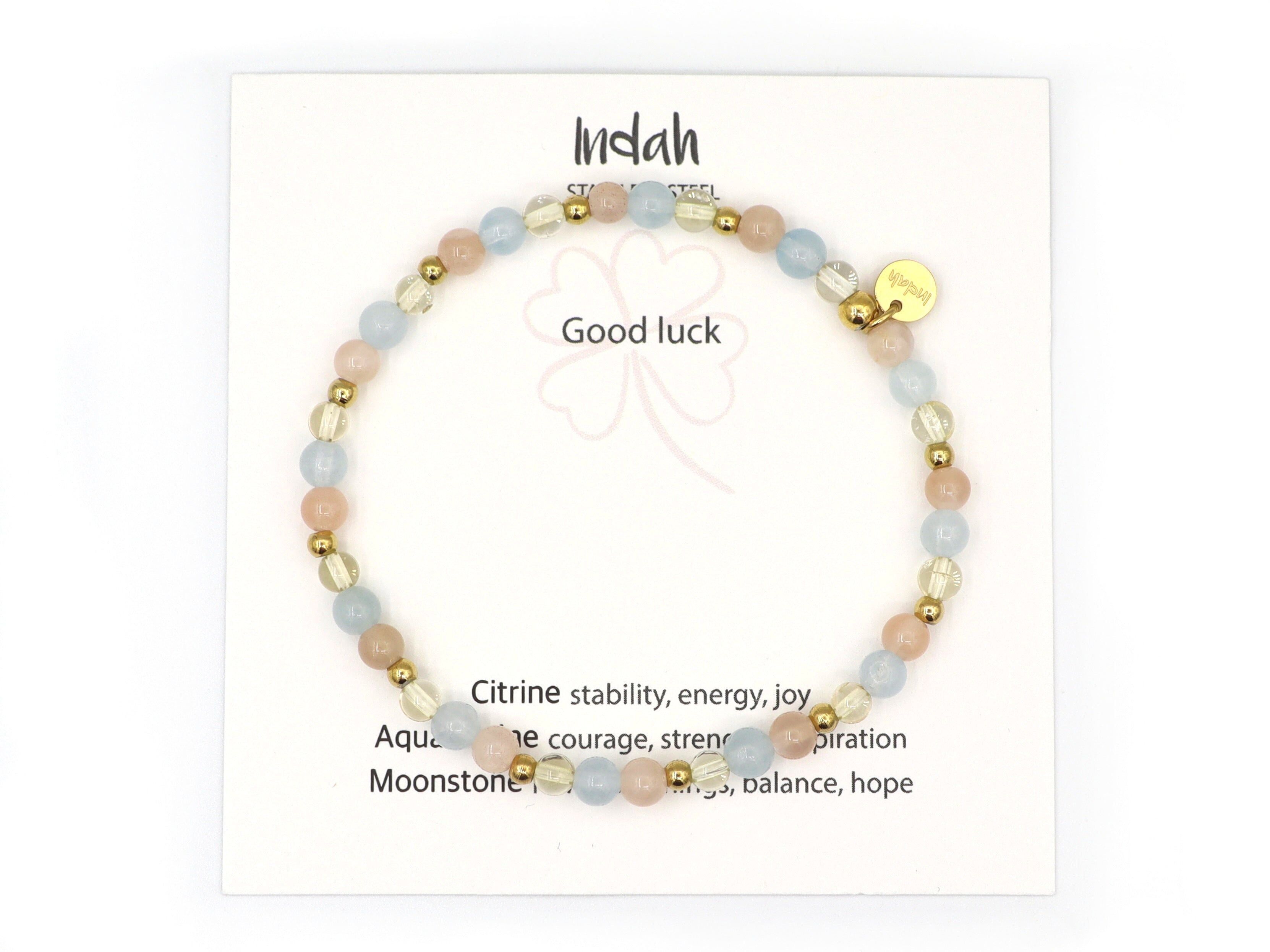 Bracciale in pietra naturale portafortuna, argento o oro