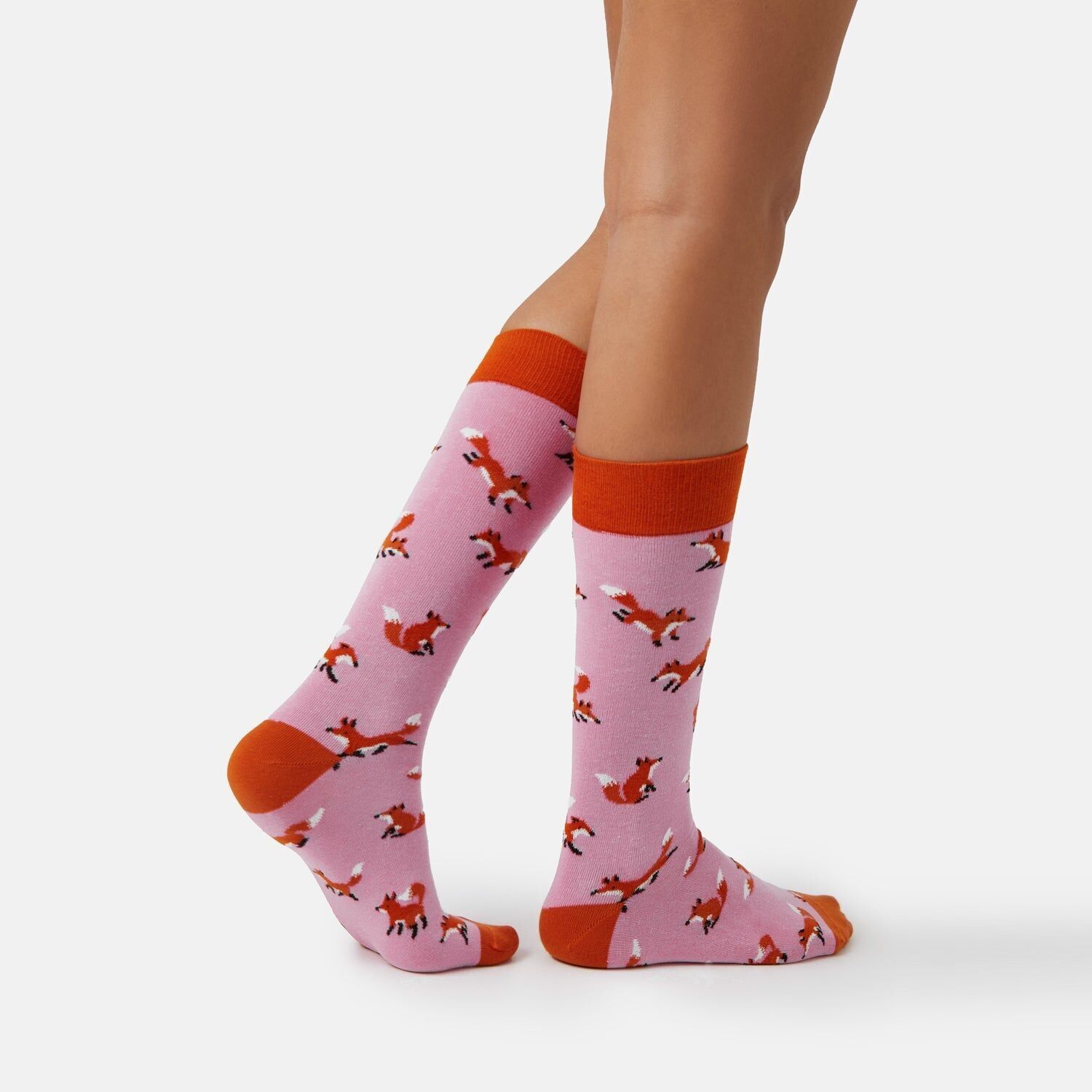 Bio Socken Susann Hoffmann "Foxes" - rosa Socken mit Fuchsdesign, Designer Collab