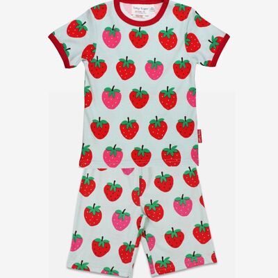 Pijama corto con estampado de fresas orgánicas