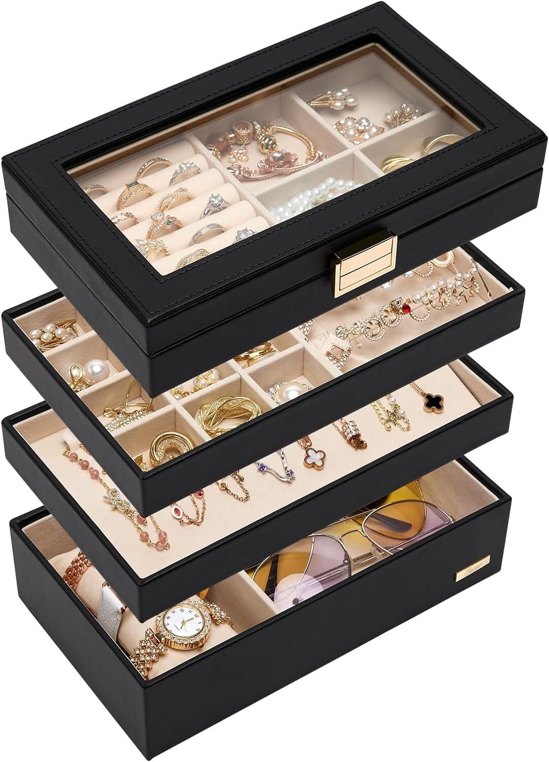 Portagioie con coperchio in vetro, 4 livelli