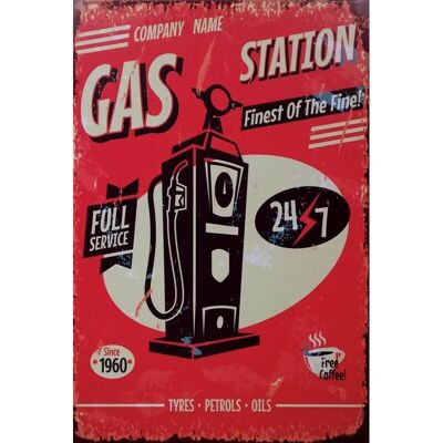 Plaque metal Gas station