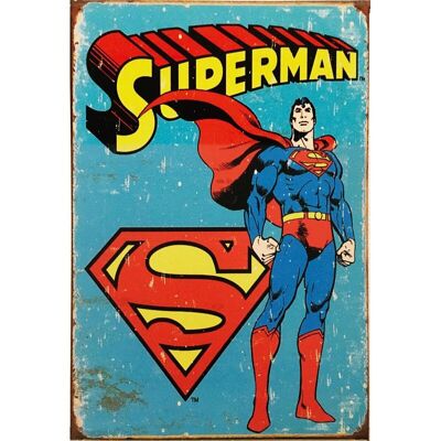 Placa metálica Superman Retro con Logo 20x30